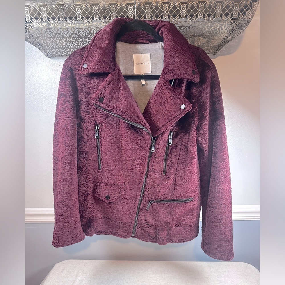 Avec Les Filles Moto Jacket Faux Fur XS